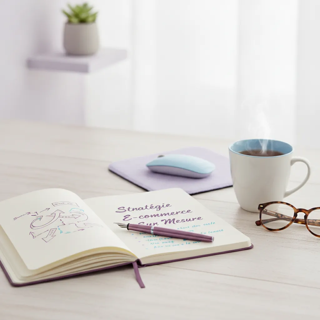 Cahier de notes et tasse de café symbolisant un accompagnement sur mesure