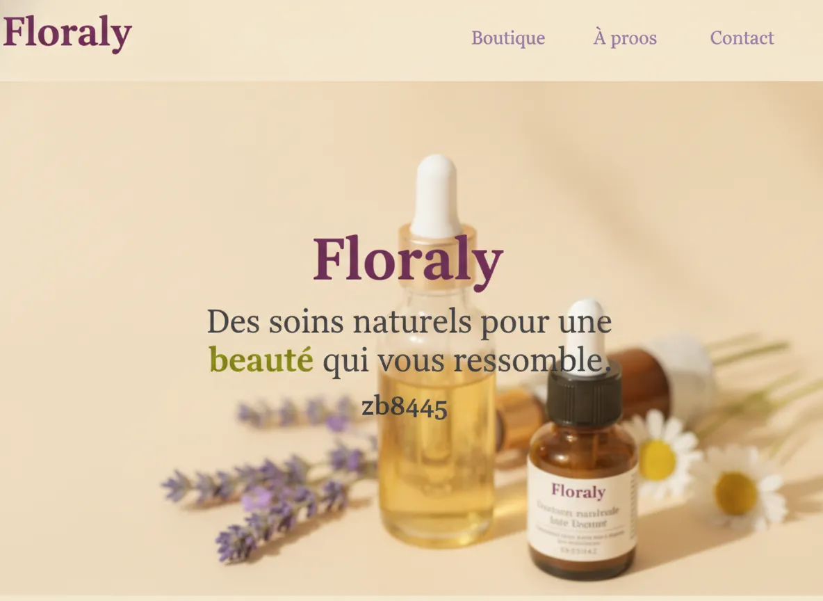 Aperçu du site Floraly, boutique de cosmétiques naturels